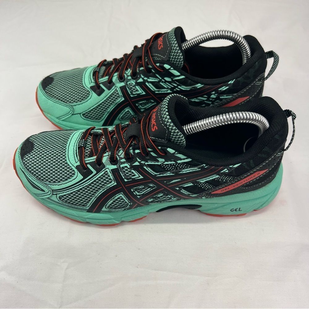 Asics Gel Venture 6  Aqua Black Lace Up Running Shoes Women’s Size 8.5 T7G6Q